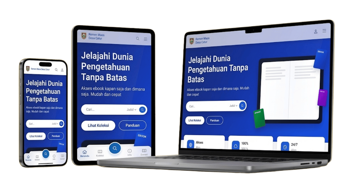 Perpustakaan Digital Remen Maos Desa Catur Multi-Device Mockup